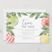 Moderne kerstboom trimmen partij kaart (Voorkant)