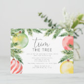 Moderne kerstboom trimmen partij kaart (Staand voorkant)