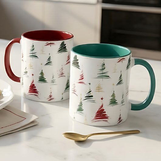 Moderne Kerstboom Twee-Tons Mok