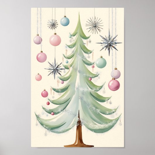 Moderne kerstboom uit de middeleeuwen poster (Voorkant)