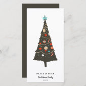 Moderne kerstboom uit de midden eeuw feestdagenkaart (Voorkant / Achterkant)