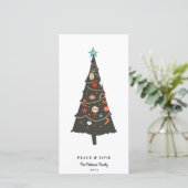 Moderne kerstboom uit de midden eeuw feestdagenkaart (Staand voorkant)