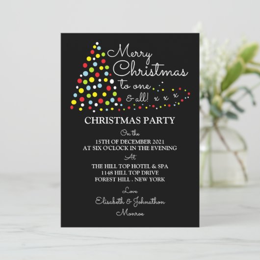 Moderne kerstboom, uitnodiging voor kerstfeest (Staand voorkant)