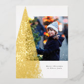 Moderne kerstboom, unieke foto folie feestdagenkaart (Voorkant)