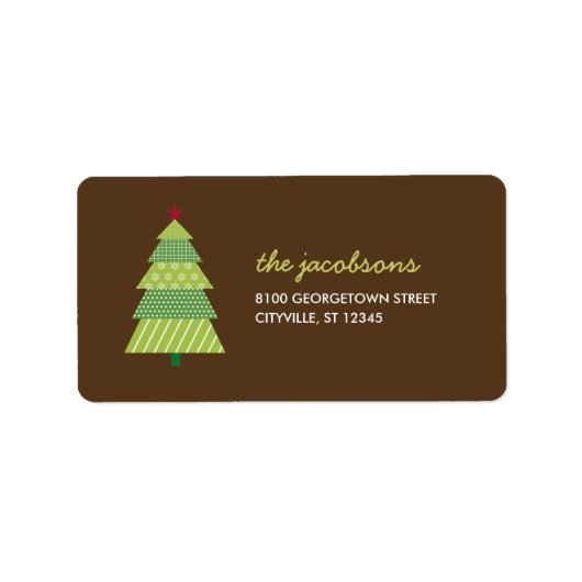 Moderne kerstboom vakantie adres label (Voorkant)