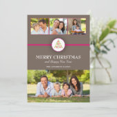 Moderne kerstboom vakantie fotokaart feestdagenkaart (Staand voorkant)