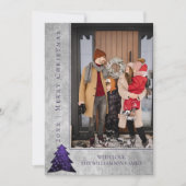 Moderne kerstboom vakantie fotokaart | PAARSE Feestdagenkaart (Voorkant)