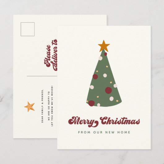 Moderne Kerstboom Vakantie Verhuisbericht Aankondigingskaart (Voorkant / Achterkant)