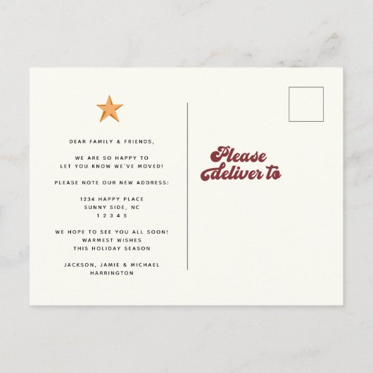 Moderne Kerstboom Vakantie Verhuisbericht Aankondigingskaart (Achterkant)