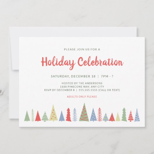 Moderne kerstboom vakantie vieren kaart (Voorkant)