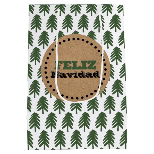Moderne kerstboom van Feliz Navidad Medium Cadeauzakje (Achterkant)