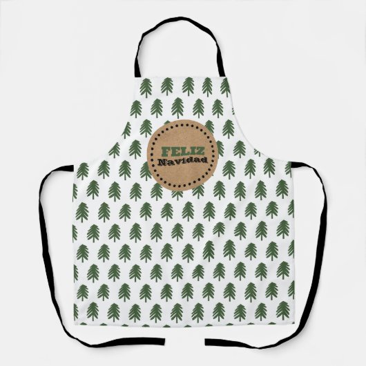 Moderne kerstboom van Feliz Navidad Schort (Voorkant)