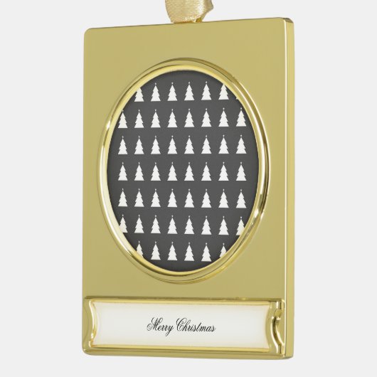 Moderne kerstboom verguld banner ornament (Links)