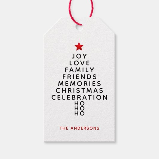 Moderne kerstboom: Vermaakt Kraft Cadeaulabel (Voorkant)