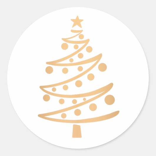 Moderne kerstboom voor Faux Gold Ronde Sticker (Voorkant)