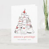 Moderne kerstboom voor katten feestdagen kaart (Voorkant)