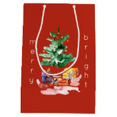 Moderne Kerstboom "Vrolijk en helder" Minimaal Medium Cadeauzakje (Achterkant)