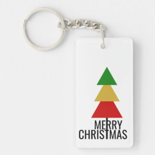 MODERNE KERSTBOOM VROLIJK KERSTMIS AANGEPASTE TEKS SLEUTELHANGER