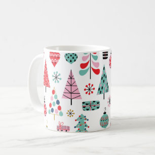 Moderne kerstboom   vrolijk vakantiepatroon koffiemok