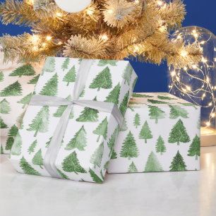Moderne kerstboom waterverf dennengroene vibe cadeaupapier