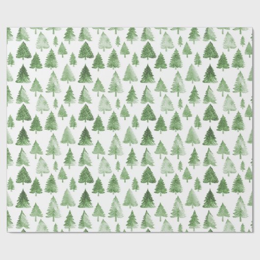 Moderne kerstboom waterverf dennengroene vibe cadeaupapier (Vlak)