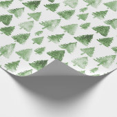 Moderne kerstboom waterverf dennengroene vibe cadeaupapier (Hoek)
