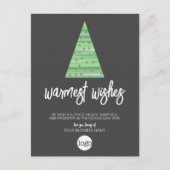 Moderne kerstboom - waterverf script Business Feestdagenkaart (Voorkant)