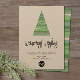 Moderne kerstboom - waterverf script Business Feestdagenkaart