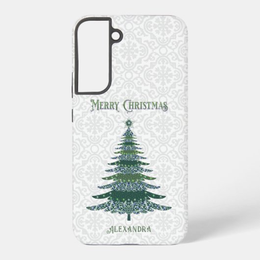 Moderne kerstboom White Green op maat Samsung Galaxy Hoesje (Achterkant)
