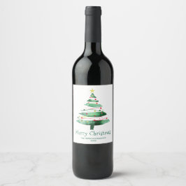 MODERNE KERSTBOOM WIJN ETIKET