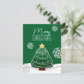 Moderne kerstboom wintersneeuw feestdagenkaart (Staand voorkant)