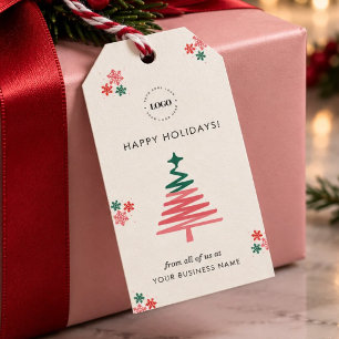 Moderne Kerstboom Zakelijk Bedrijf Logo Cadeaulabel