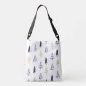 Moderne kerstboom - zwart gouden patroon crossbody tas (Achterkant)