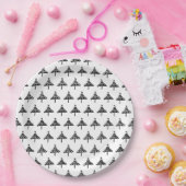 Moderne Kerstboom Zwart-wit Party Paper Papieren Bordje (Feest)