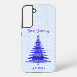 Moderne kerstboomblauw op maat samsung galaxy hoesje
