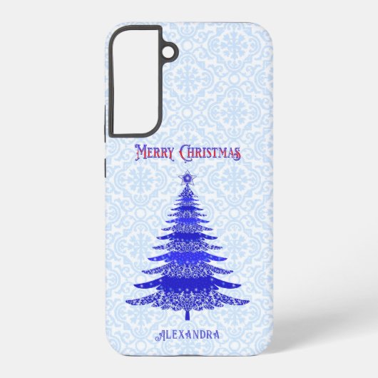Moderne kerstboomblauw op maat samsung galaxy hoesje (Achterkant)