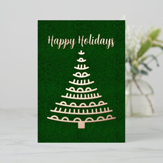 Moderne kerstboombranche folie feestdagenkaart (Staand Voorkant)