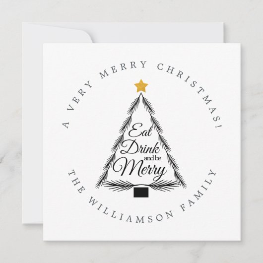 Moderne kerstboomDrink: Merry Feestdagenkaart (Voorkant)