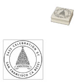 Moderne kerstboomfamilie naam retouradres rubberstempel (Gestempeld)