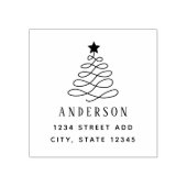 Moderne kerstboomfamilie naam retouradres rubberstempel (Afrduk)
