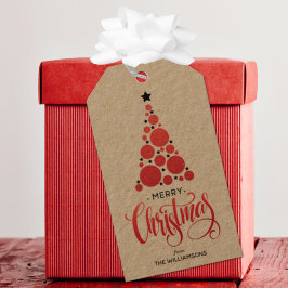 Moderne kerstboomfeestdag cadeaulabel