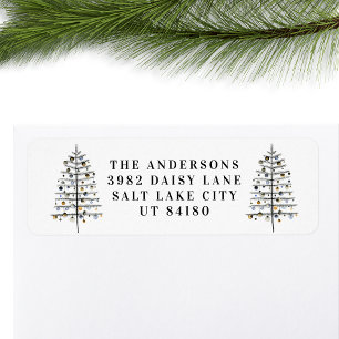 Moderne kerstboomfeestdag - Terugzendadres label