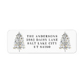 Moderne kerstboomfeestdag - Terugzendadres label (Voorkant)