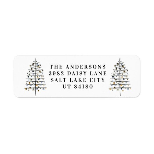 Moderne kerstboomfeestdag - Terugzendadres label (Voorkant)