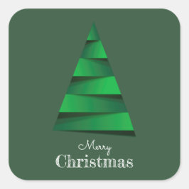 Moderne kerstboomfeestdag vierkante sticker
