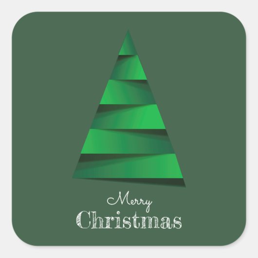 Moderne kerstboomfeestdag vierkante sticker (Voorkant)