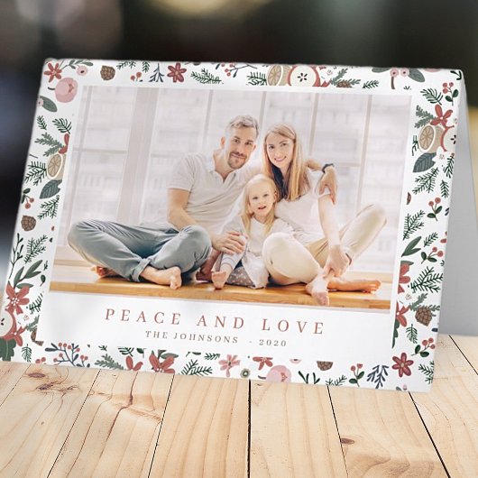 Moderne kerstboomflessen botanisch patroon feestdagen kaart