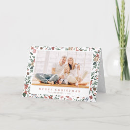 Moderne kerstboomflessen botanisch patroon feestdagen kaart