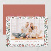 Moderne kerstboomflessen botanisch patroon feestdagenkaart (Voorkant / Achterkant)