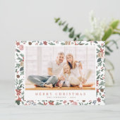 Moderne kerstboomflessen botanisch patroon feestdagenkaart (Staand voorkant)